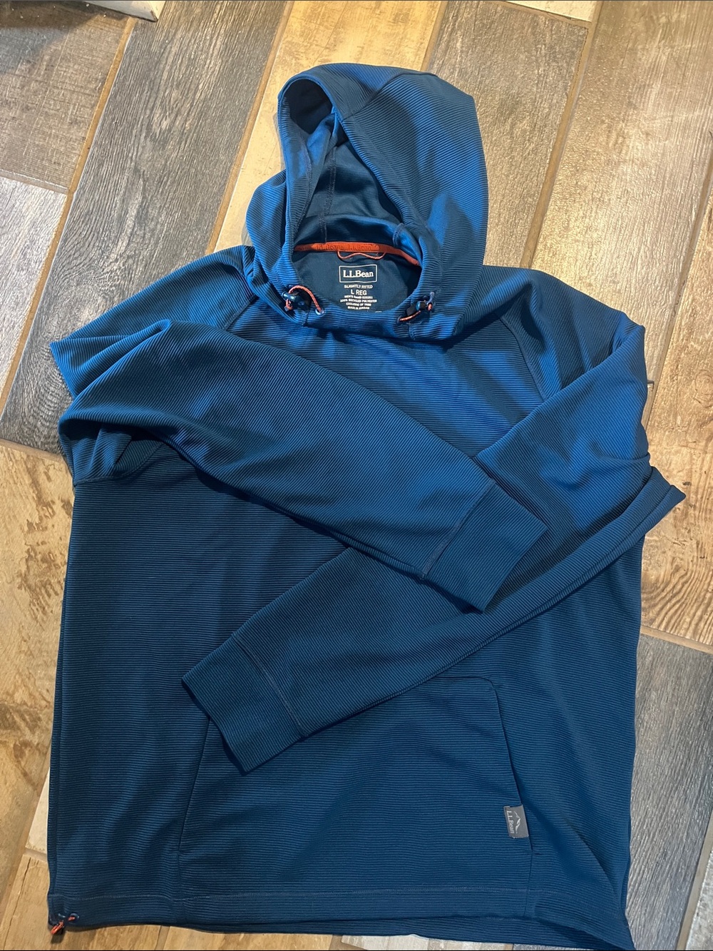 L.L. Bean Men’s Deep Blue/teal Hooded Pullover